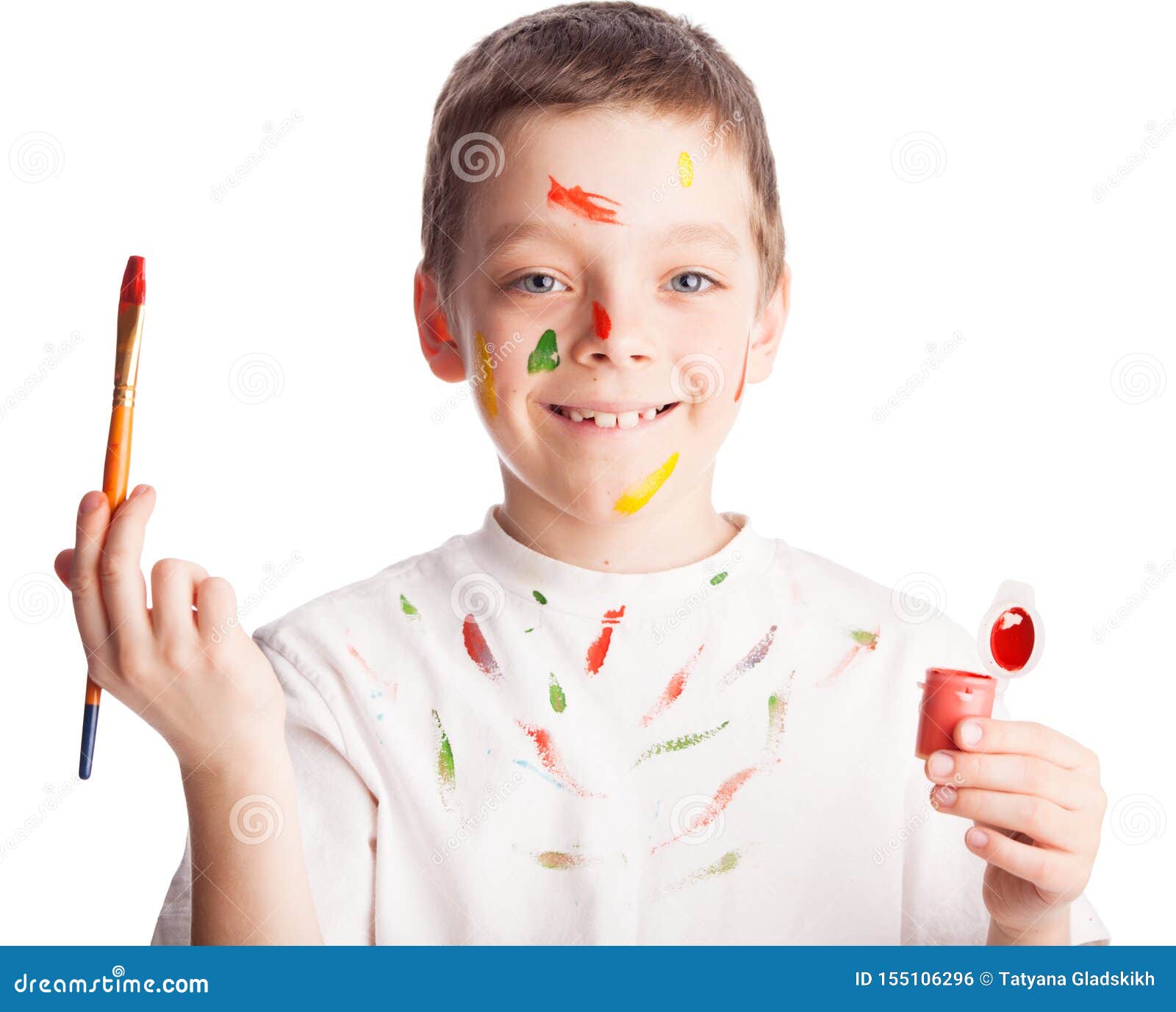 Child with paintbrush stock photo. Image of paintings 155106296