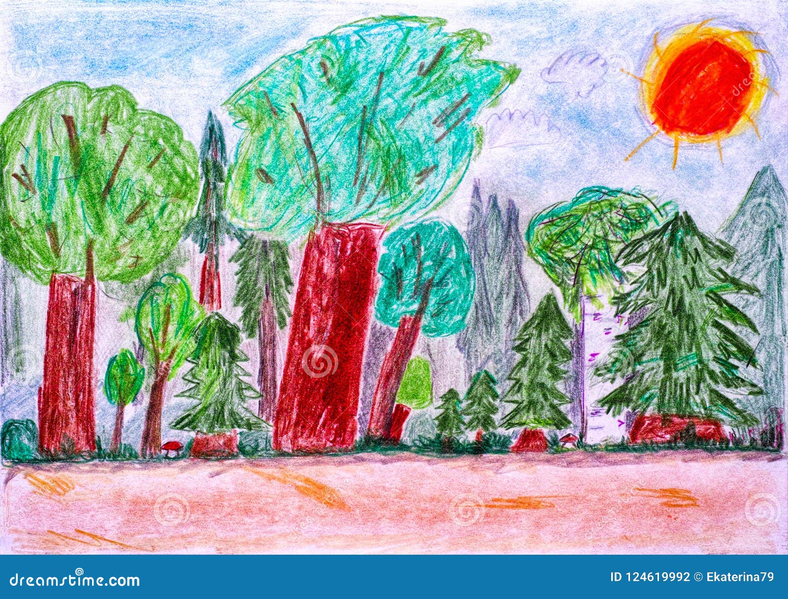 Forest scenery with oil pastel... - Ronaks Drawing & Scenery | Facebook