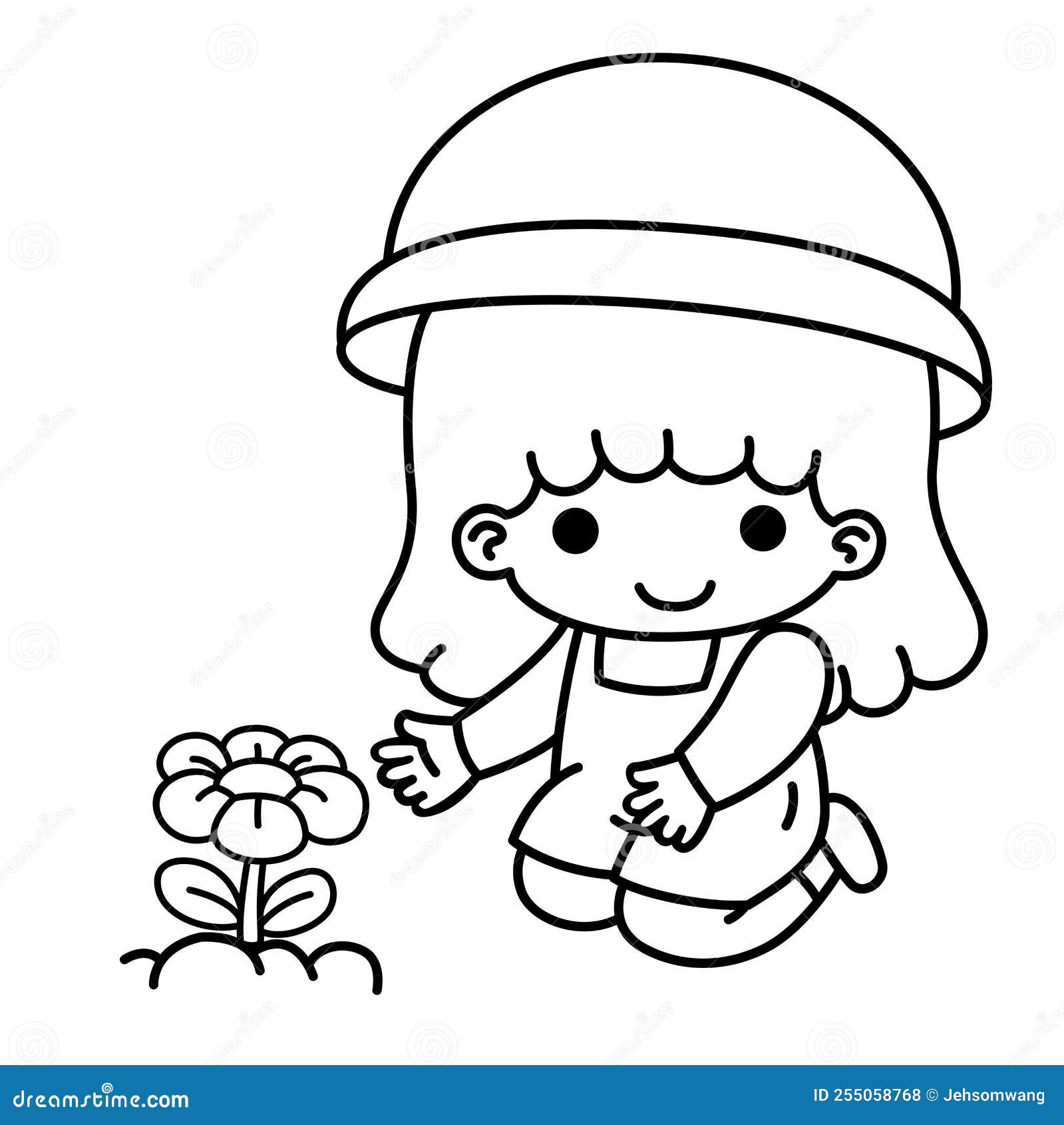 Child Planting Flowers Vector Stock Vector Illustration of child