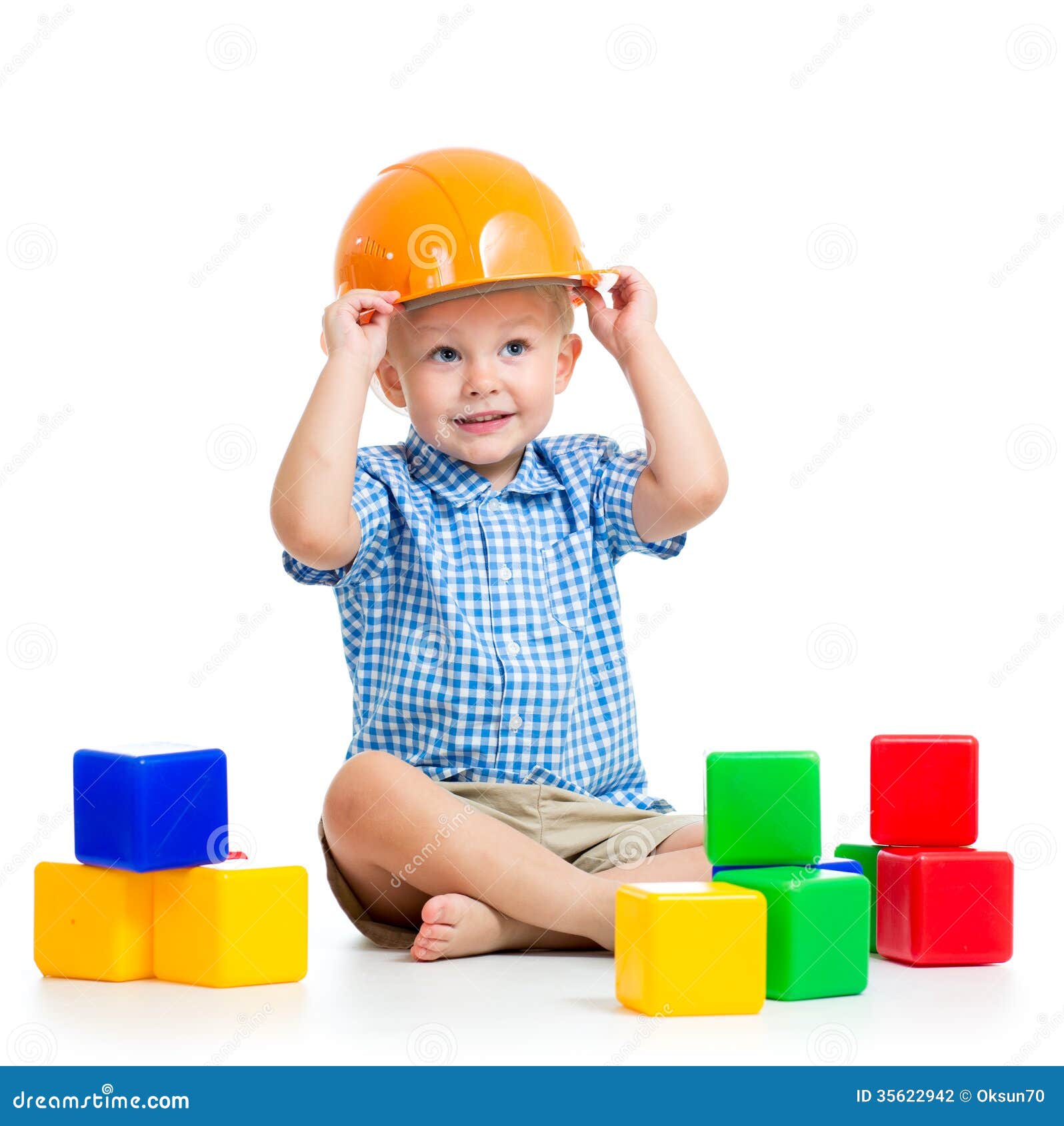 Child Playing With Building Blocks Toy