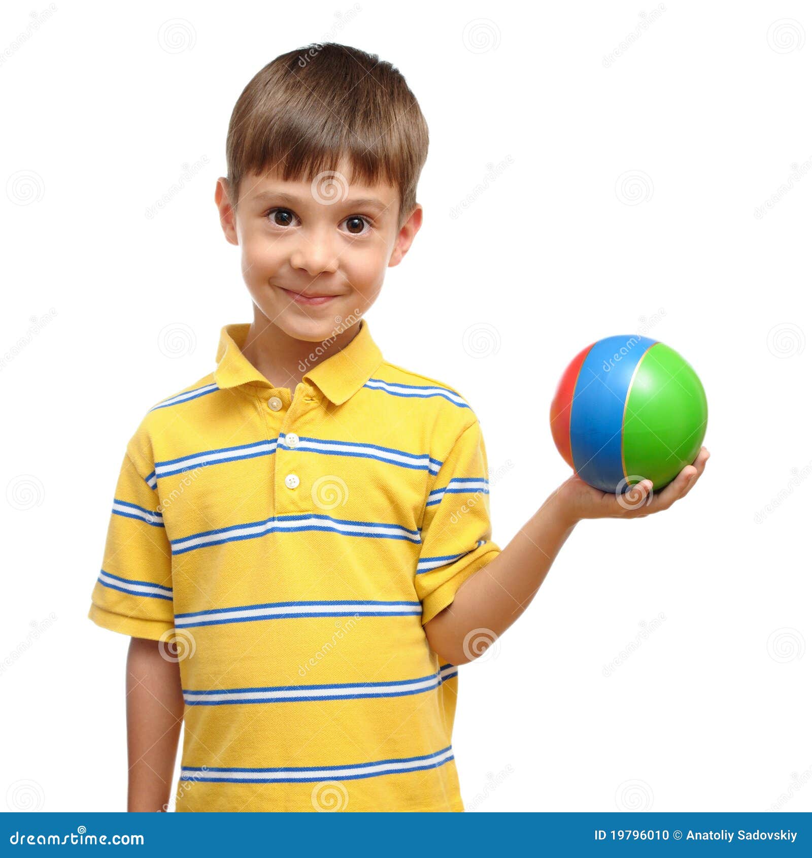 Child Playing with Colorful Toy Rubber Ball Stock Photo - Image of ...