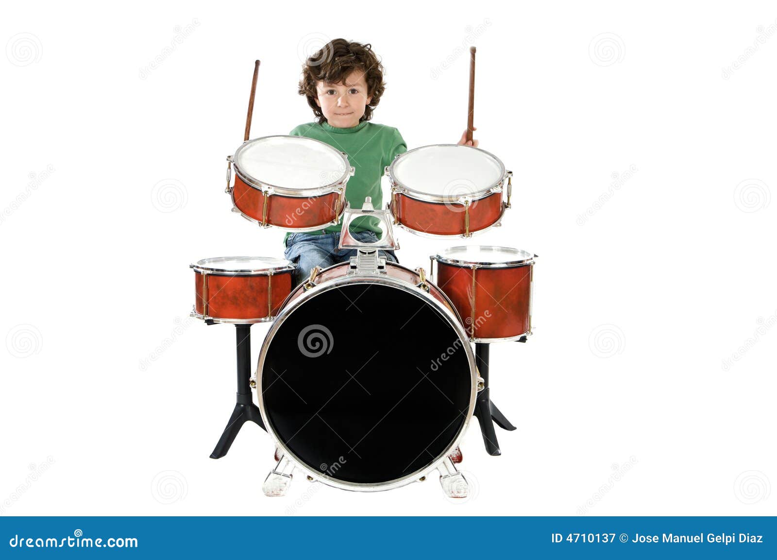 Child playing a drum stock image. Image of object, beat 4710137
