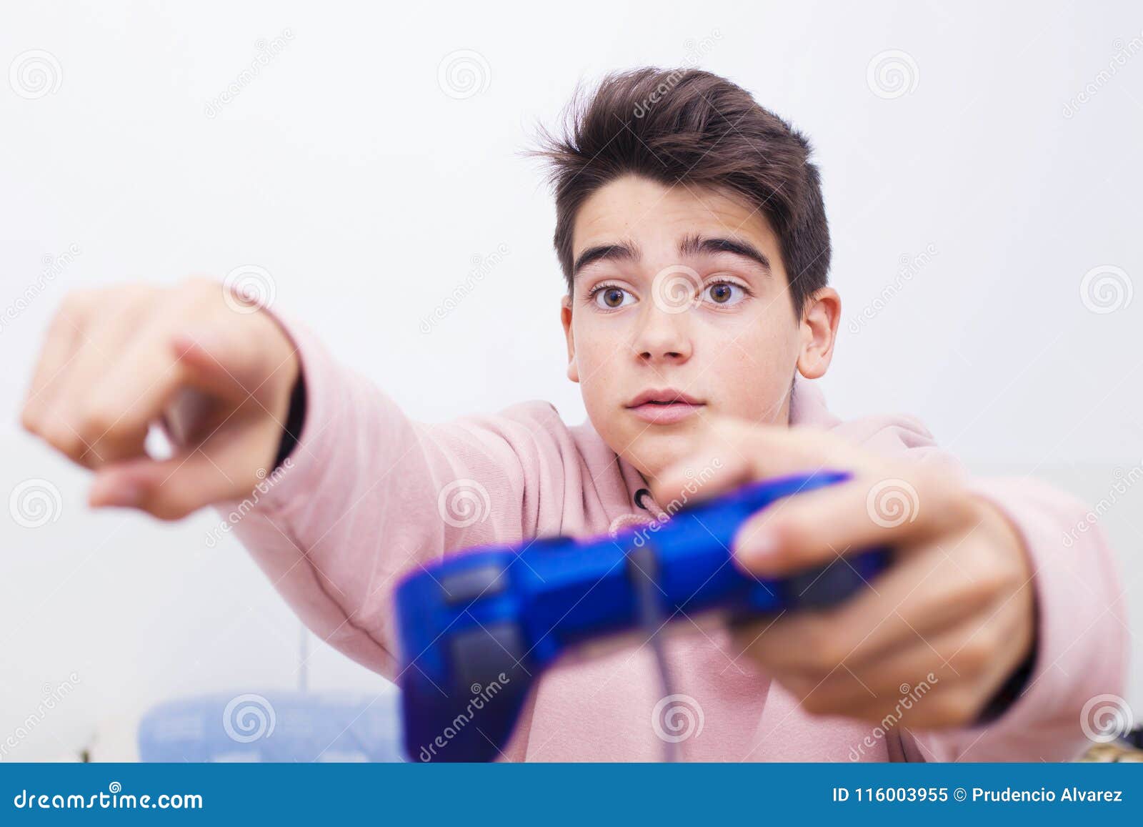 Child Playing with the Joystick, Video Game Stock Image Image of