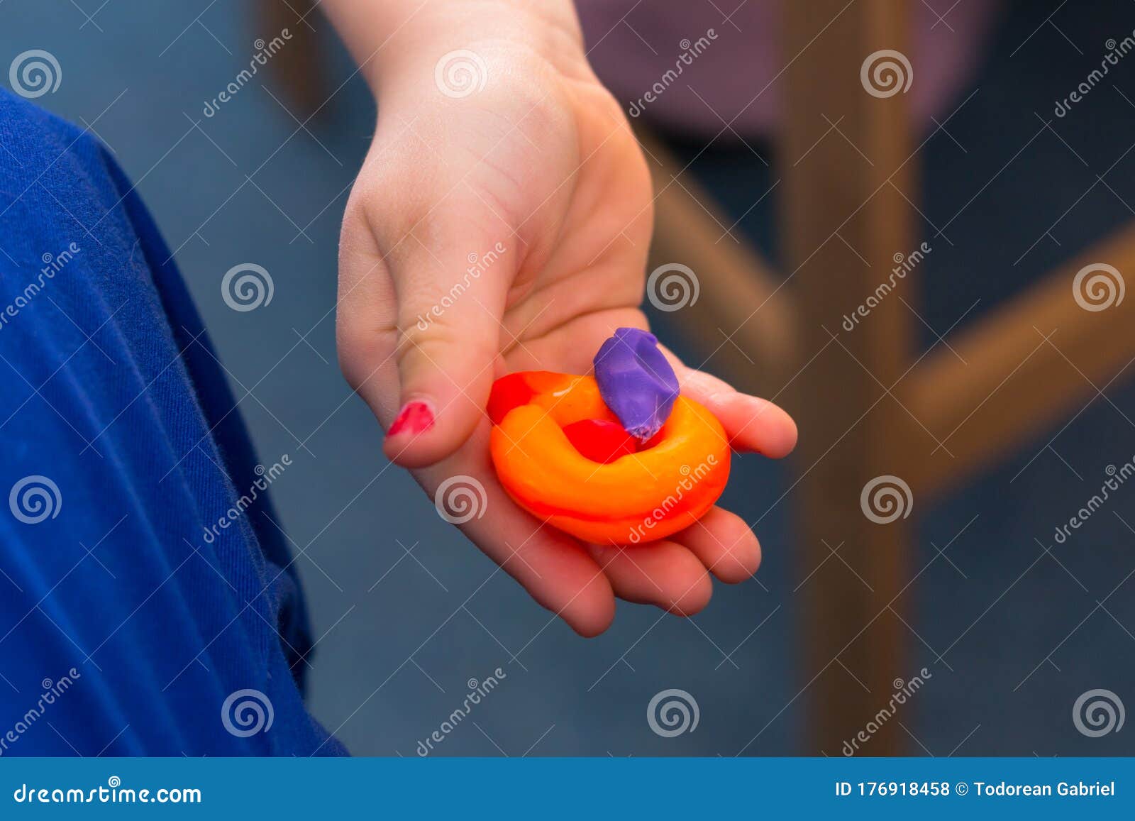 .child Playing with Plasticine and Making Molds Stock Photo Image of