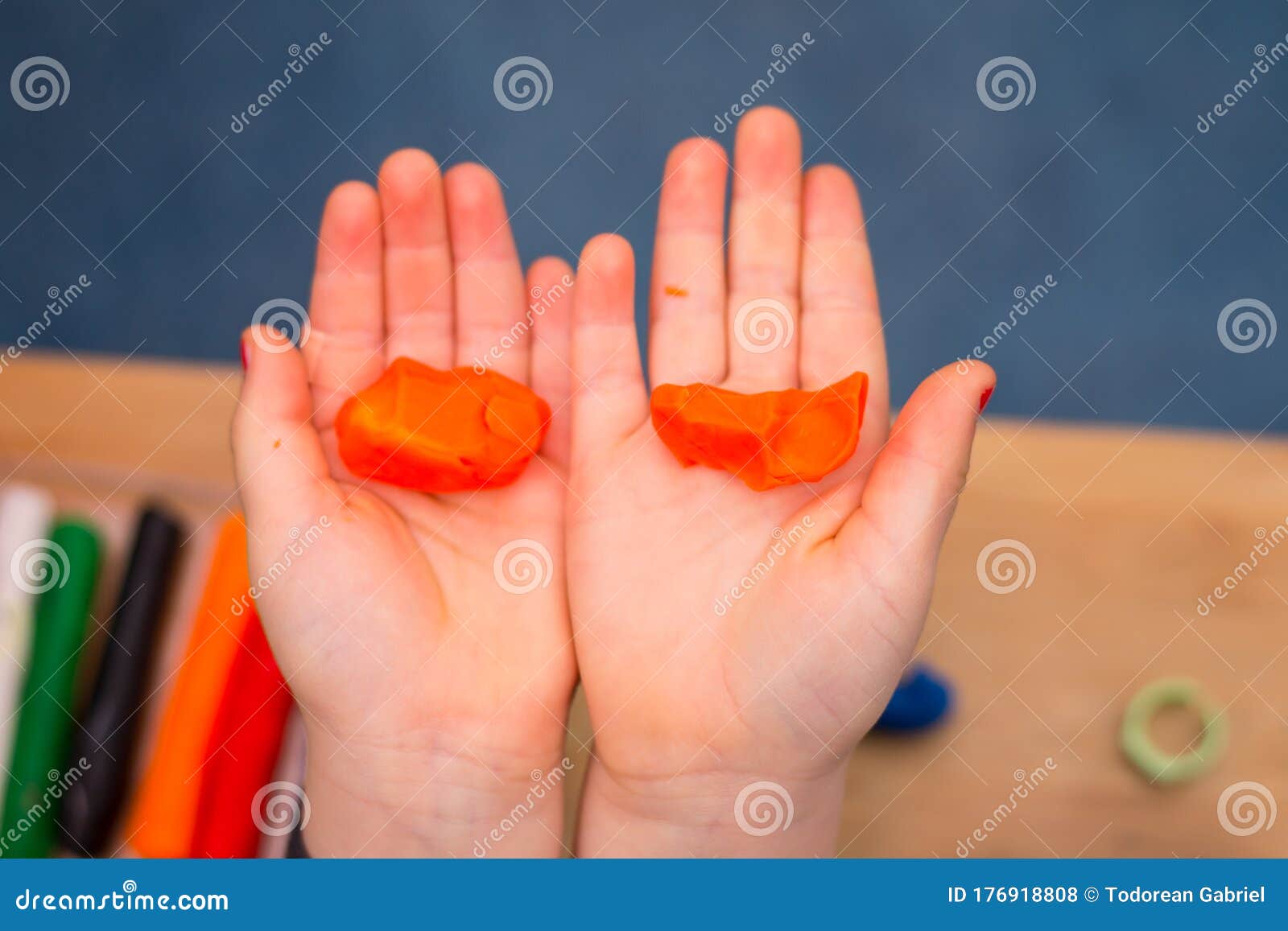 .child Playing with Plasticine and Making Molds Stock Photo Image of