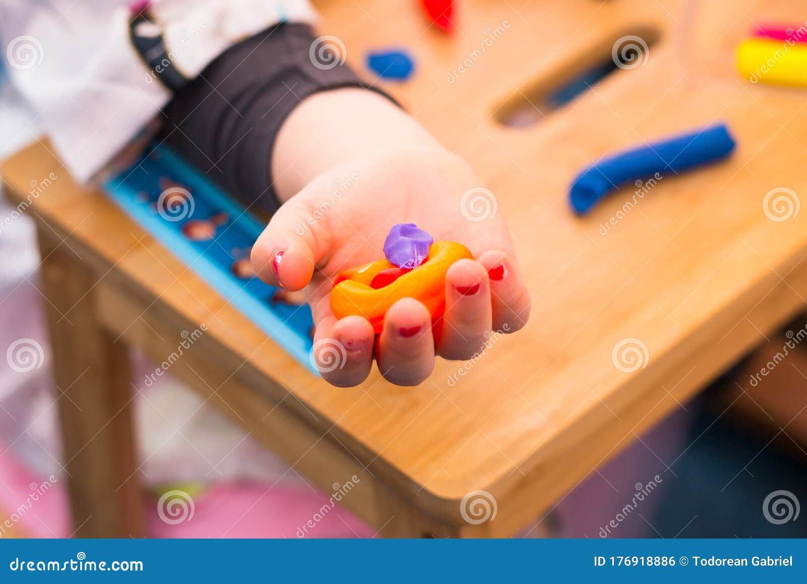 .child Playing with Plasticine and Making Molds Stock Photo Image of