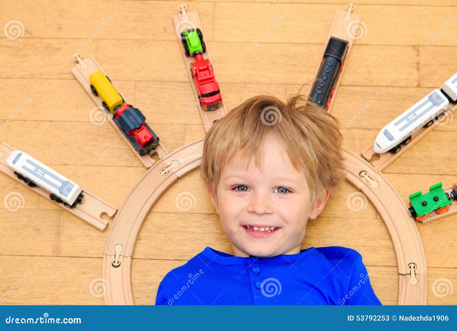 Child Playing with Trains Indoor Stock Image Image of game