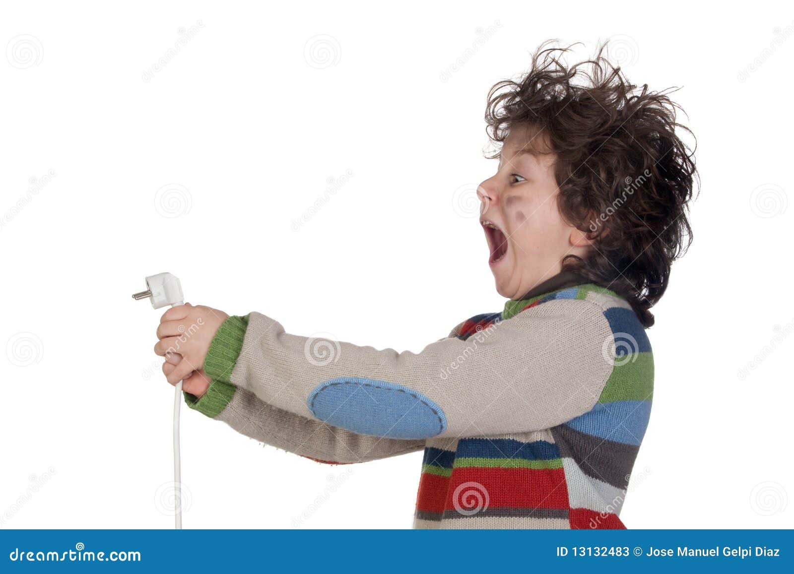 Child Plug Receiving Electric Shock Stock Image Image of electricity