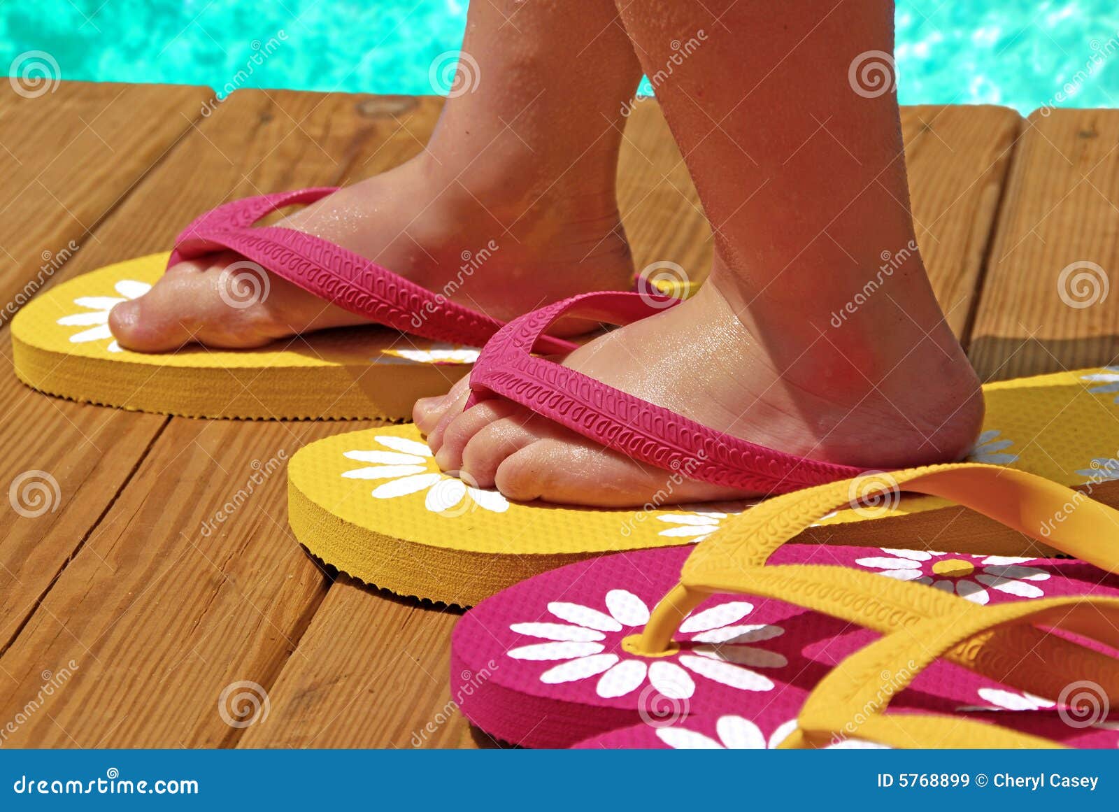 Child by Pool Wearing Flipflops Stock Image - Image of thongs, child ...