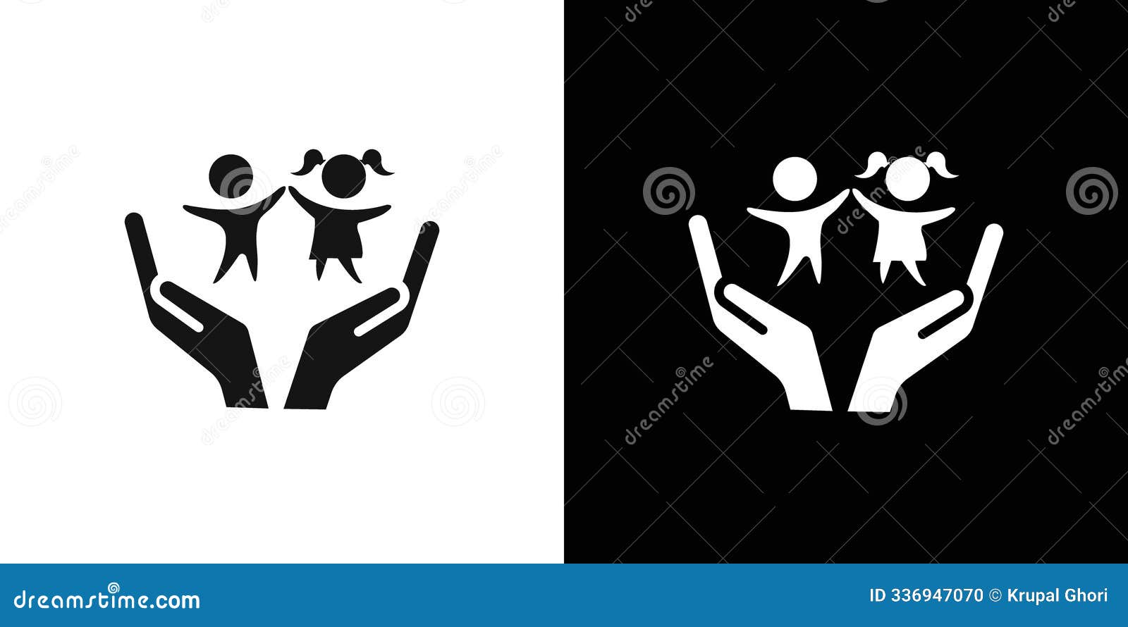 child protect icon flat  set outline