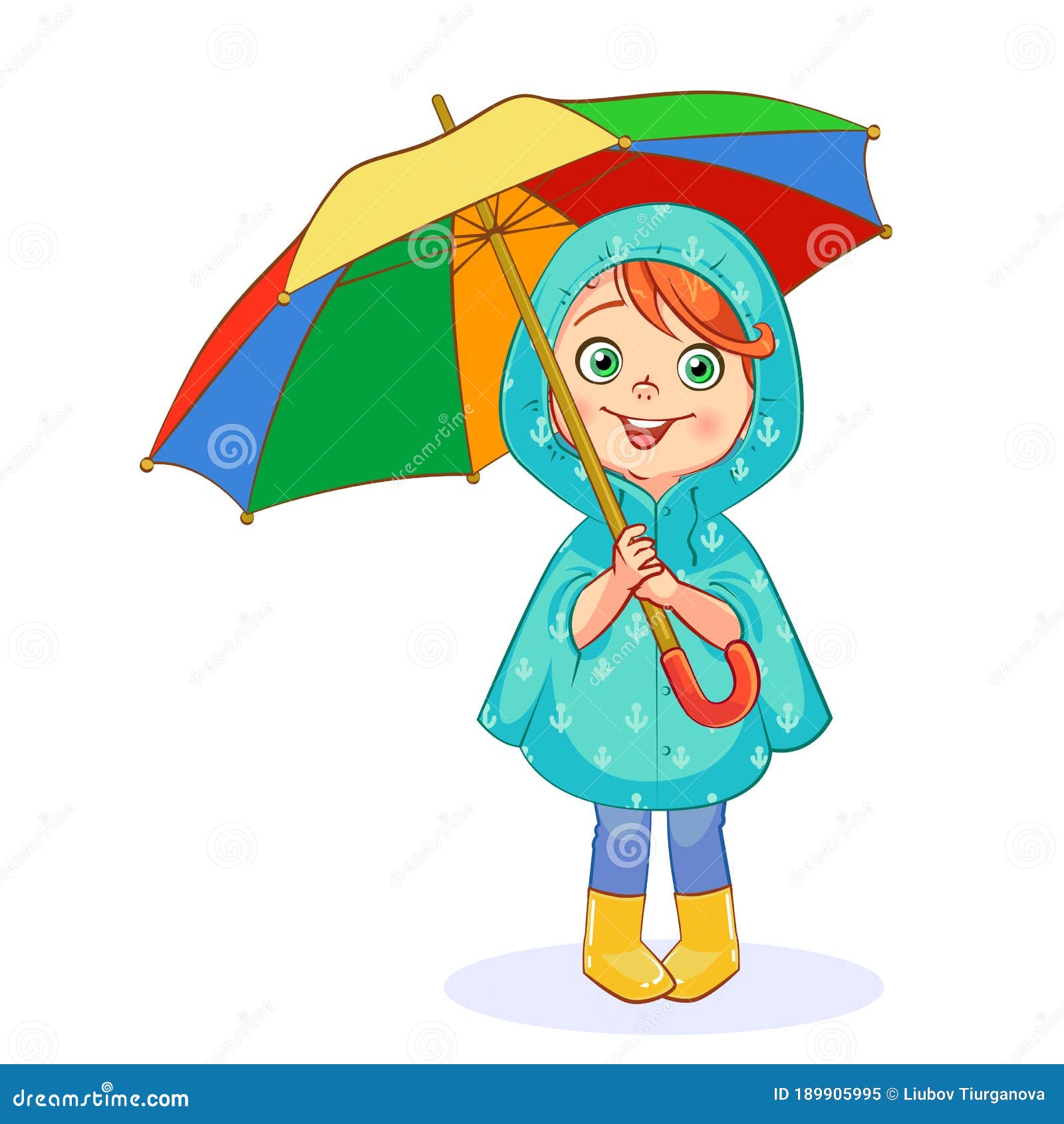 Child with a Rainbow Umbrella Stock Vector - Illustration of cutout ...