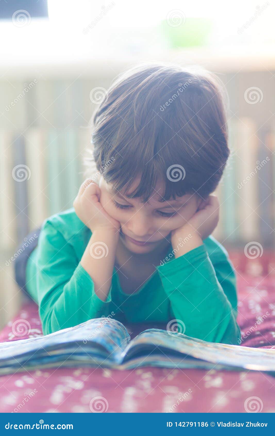 The Child Is Reading A Book Stock Photo Image Of Imagination Learn