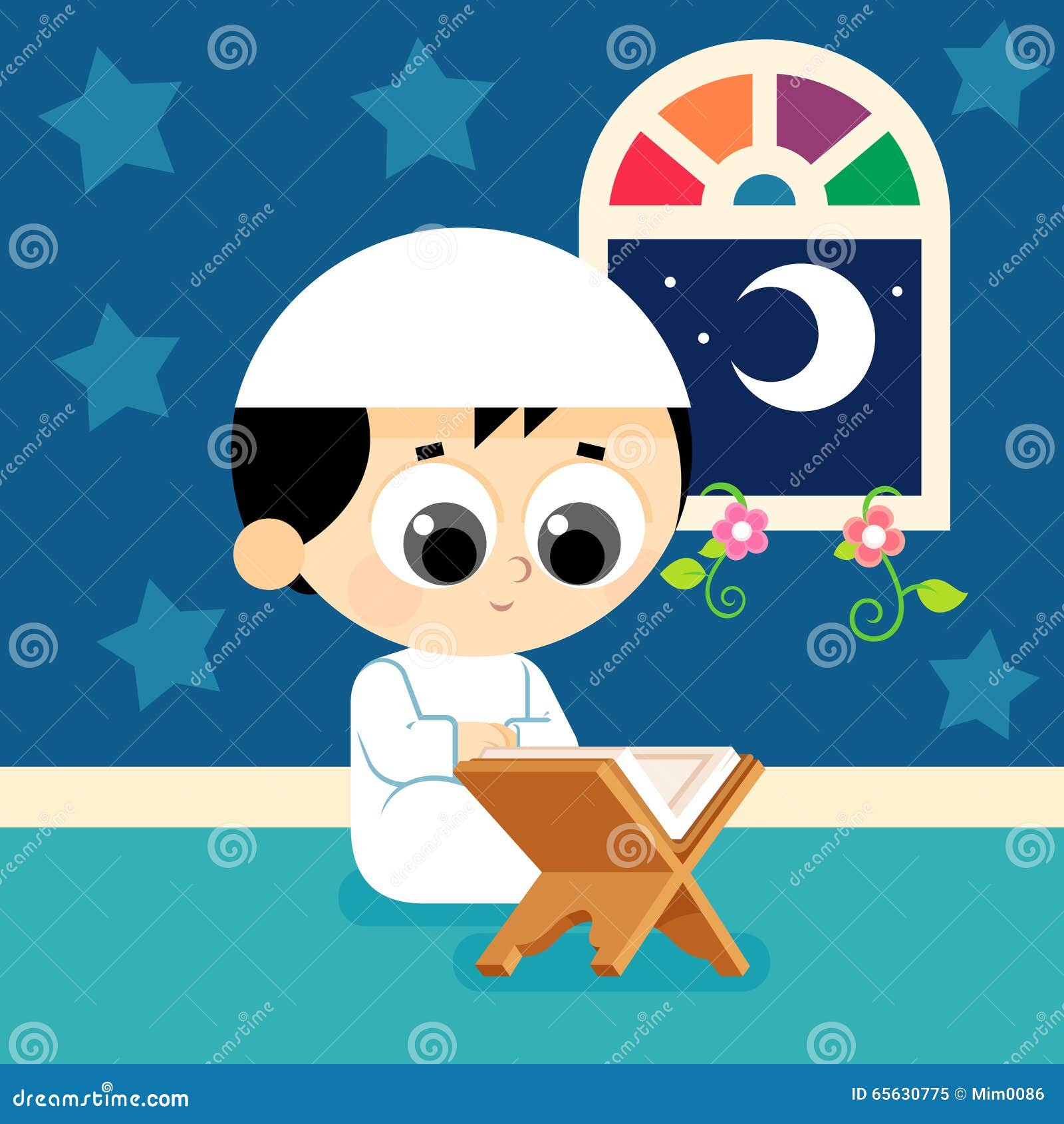 Child Reading Quran Stock Vector - Image: 65630775