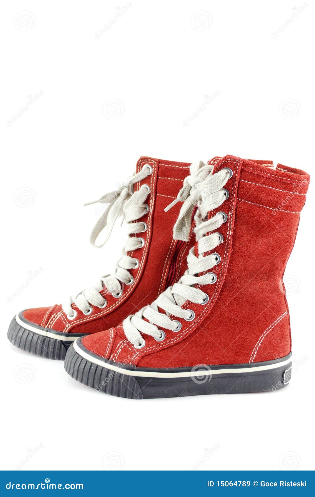 Child red sneakers stock image. Image of pair, shoestring - 15064789