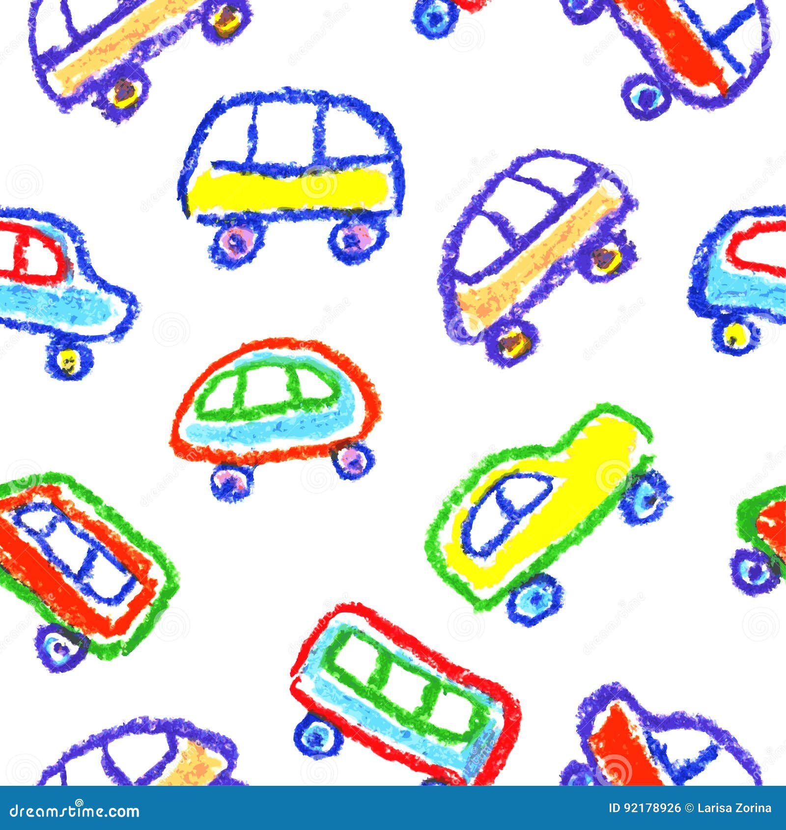Child`s drawing of cars. stock illustration. Illustration of color