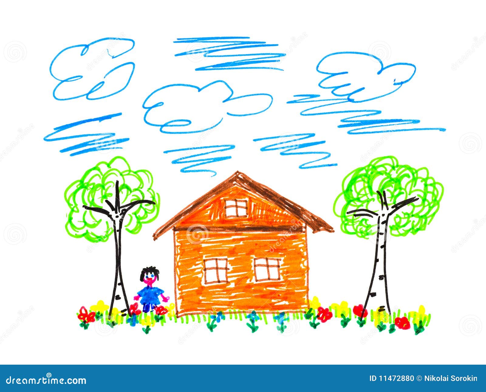 Cute Kids Drawing Of House Sketch for Kids