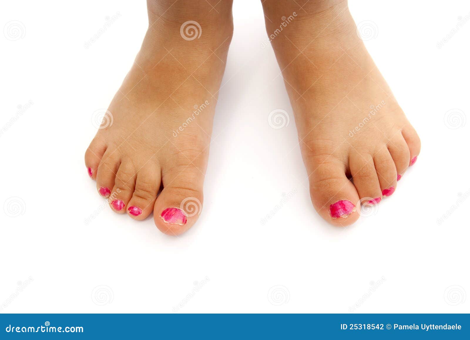 child's feet with nailpolish