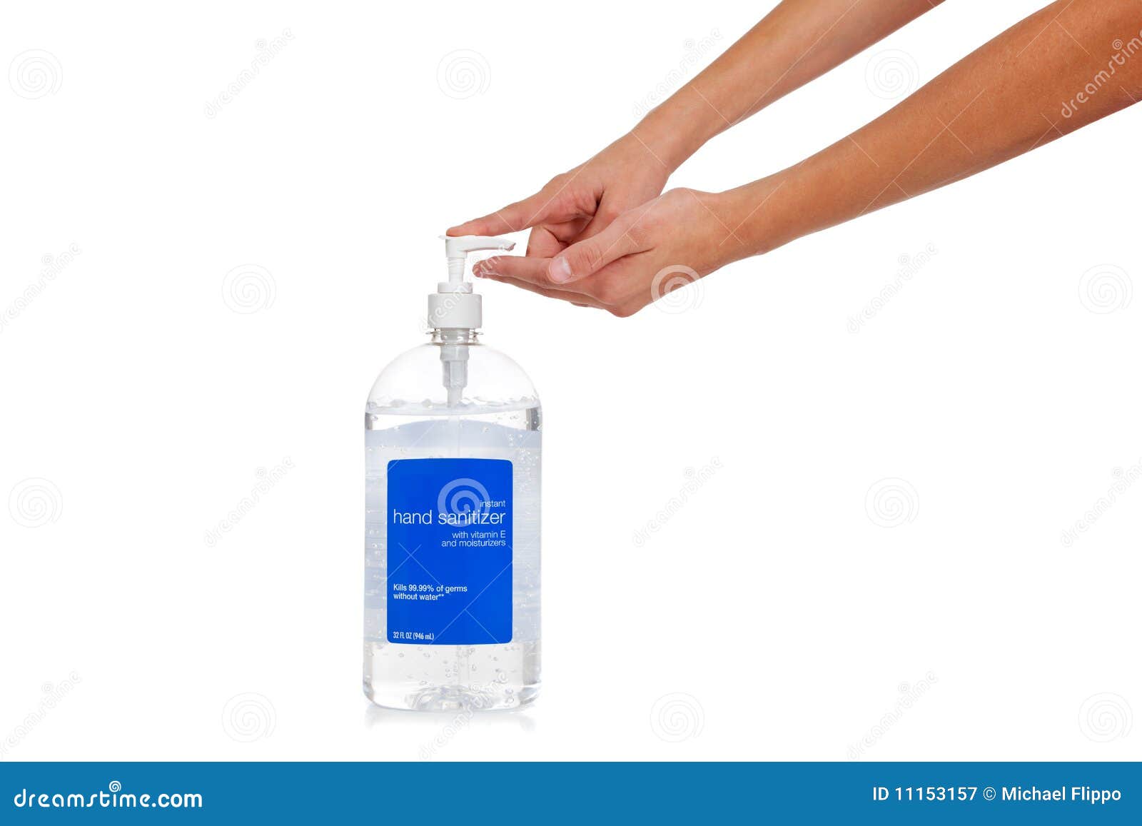 child's hand dispensing hand sanitizer