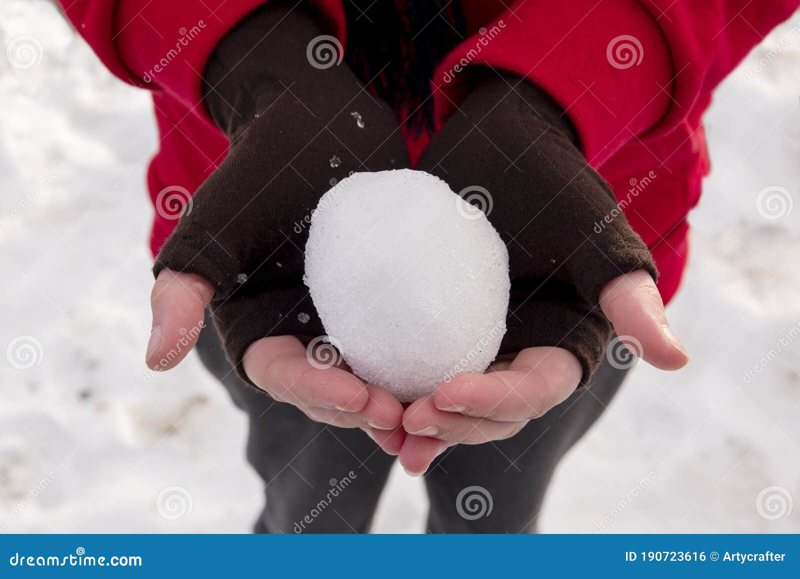 A Child`s Hands Holding a Snowball Stock Photo - Image of holding ...