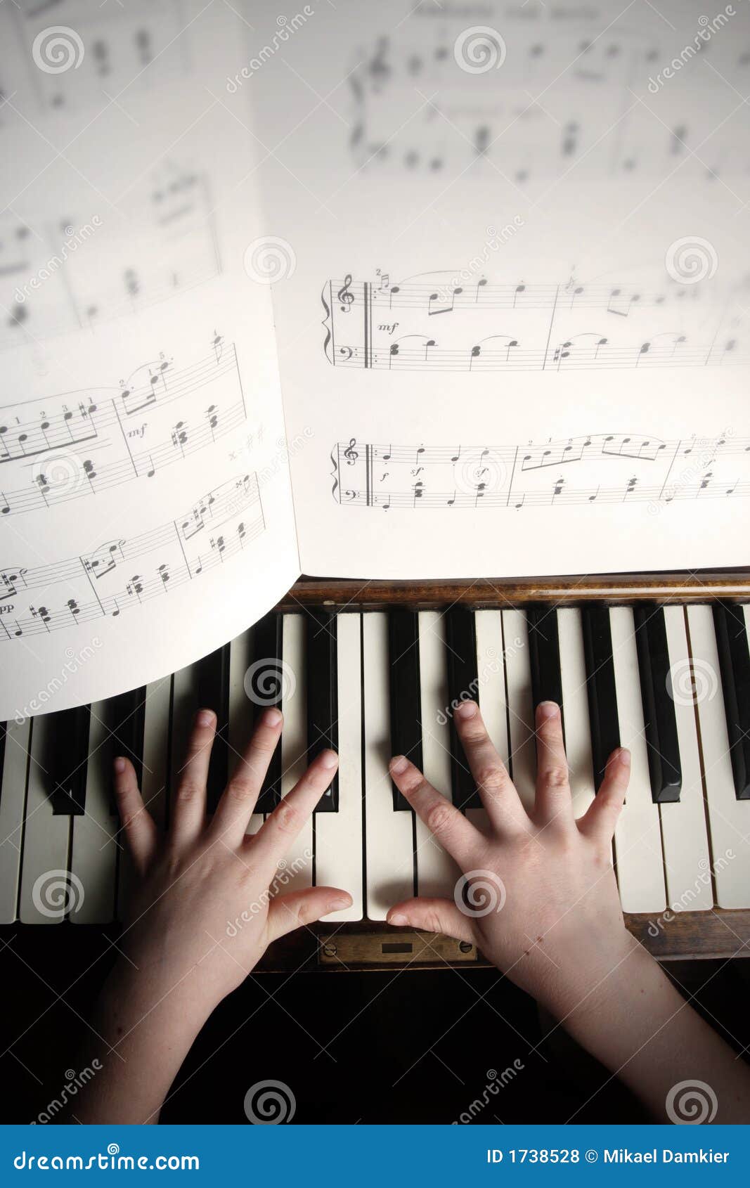 Child S Hands Playing on a Old Piano Stock Photo - Image of practice