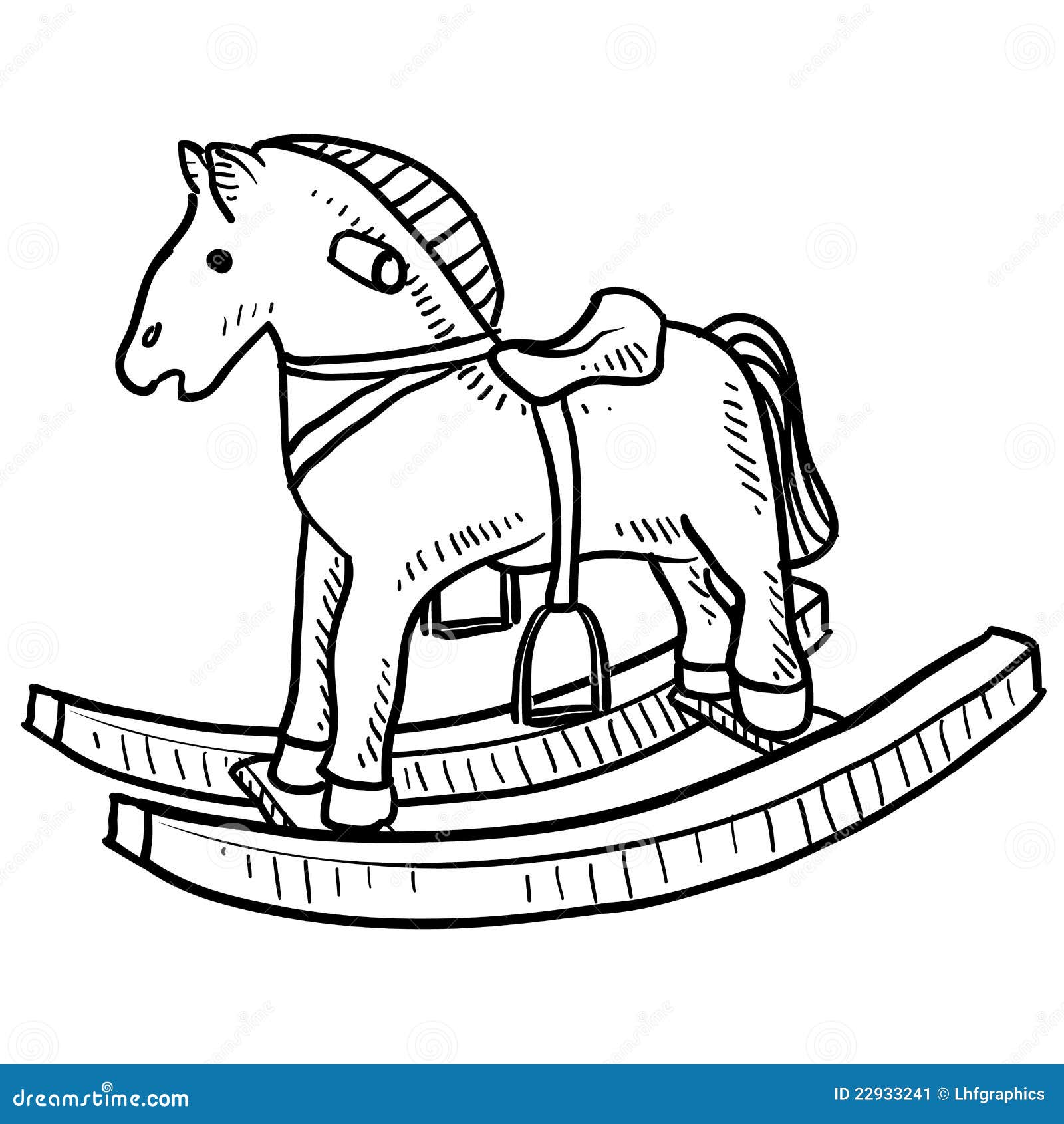 Child S Rocking Horse Sketch Stock Vector - Illustration of wooden ...