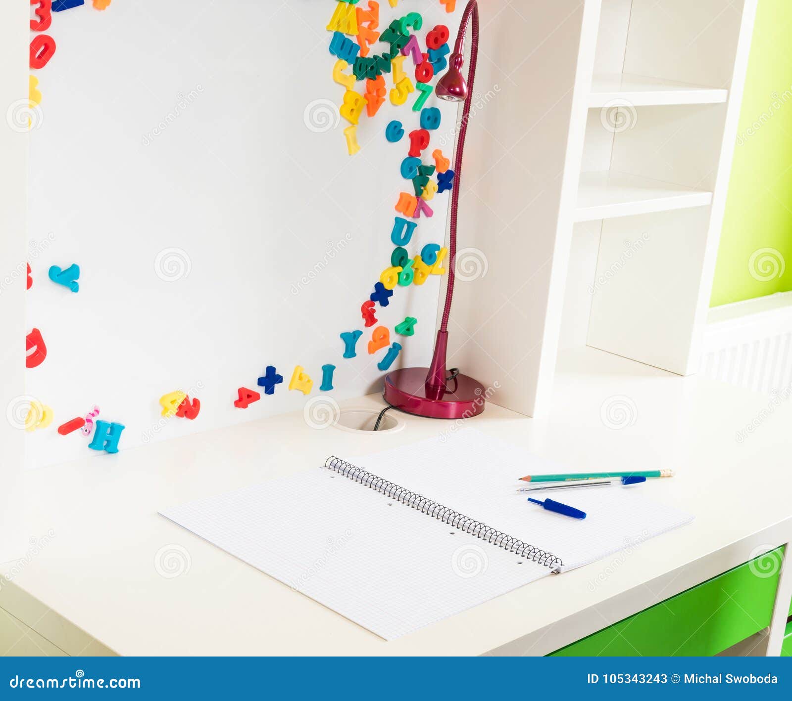 A Child S School Desk With School Supplies Stock Image Image Of