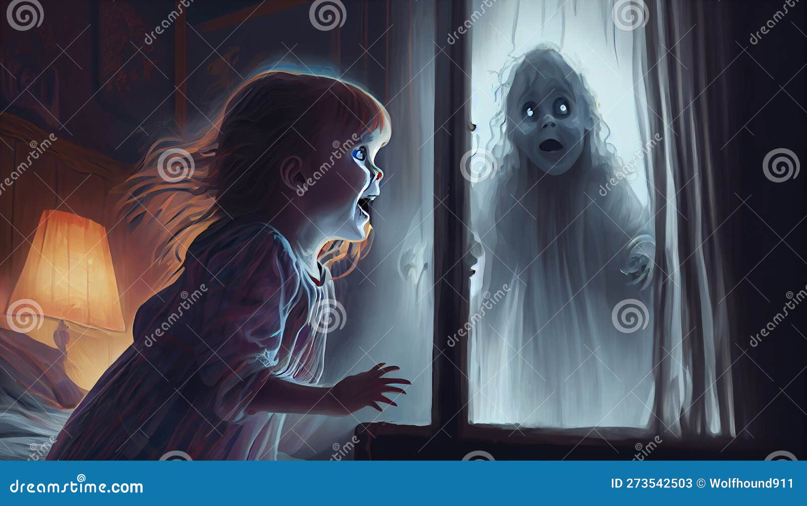The Child Scaring To See the Ghost, Digital Art Style