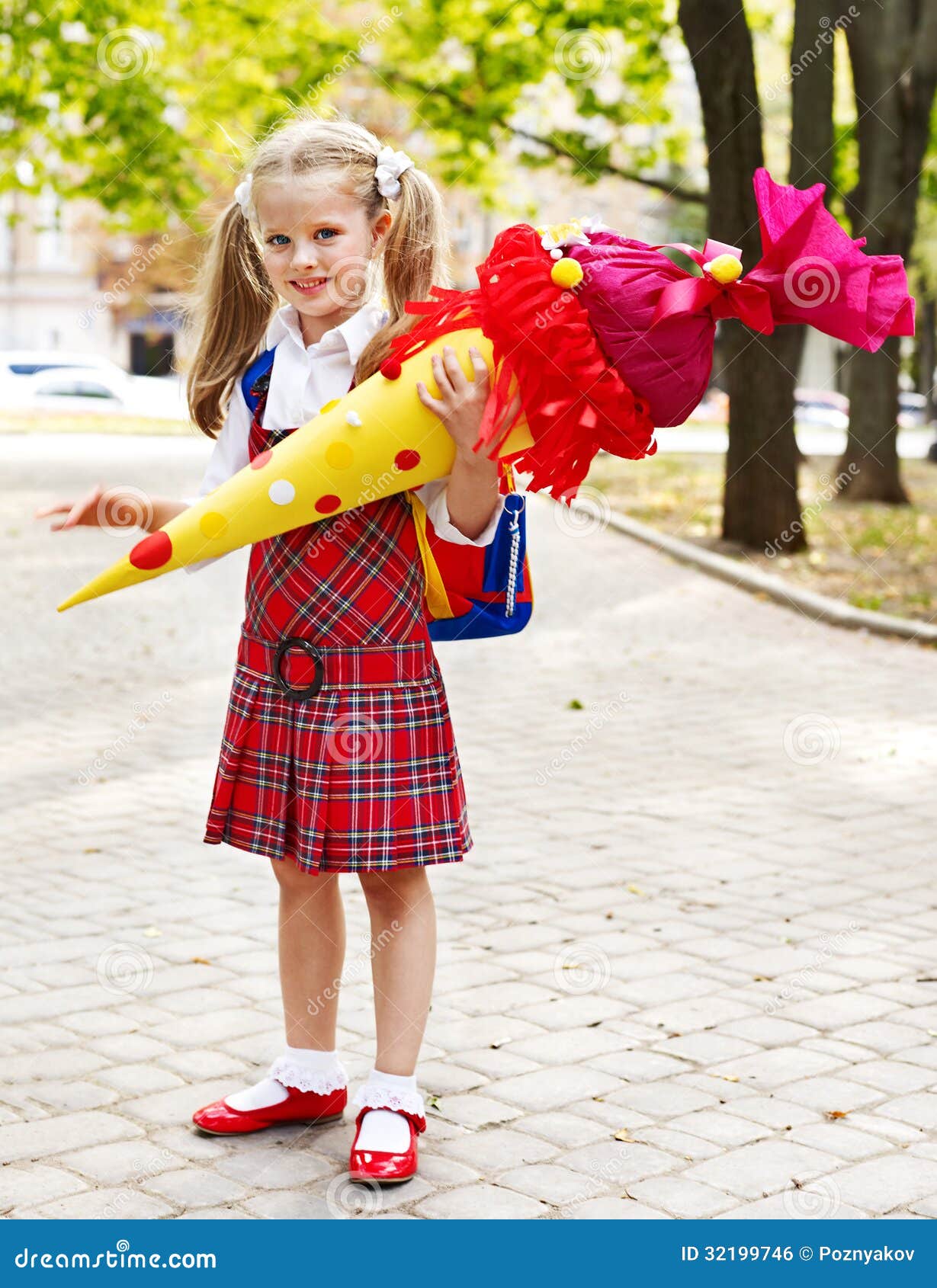 Child with school cone. stock photo. Image of outdoor - 32199746