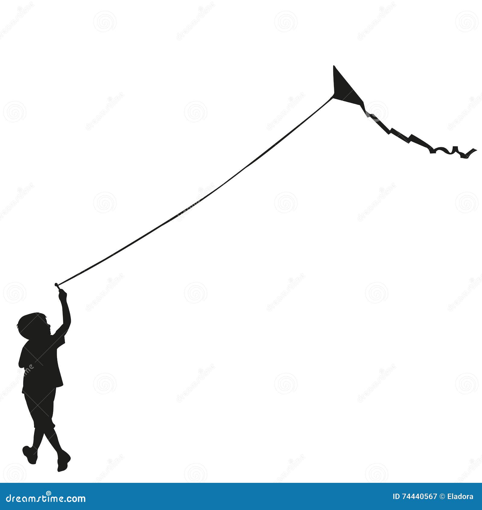 Child Silhouette Flying a Kite Stock Vector Illustration of people