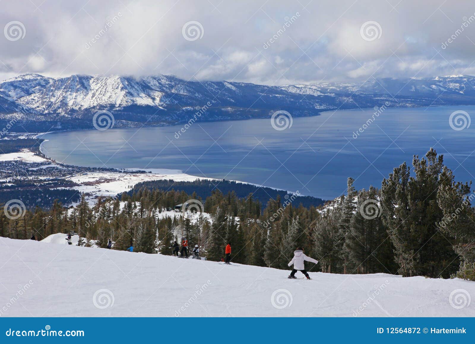 Child Skiing Downhill in Lake Tahoe Stock Photo Image of pines, child