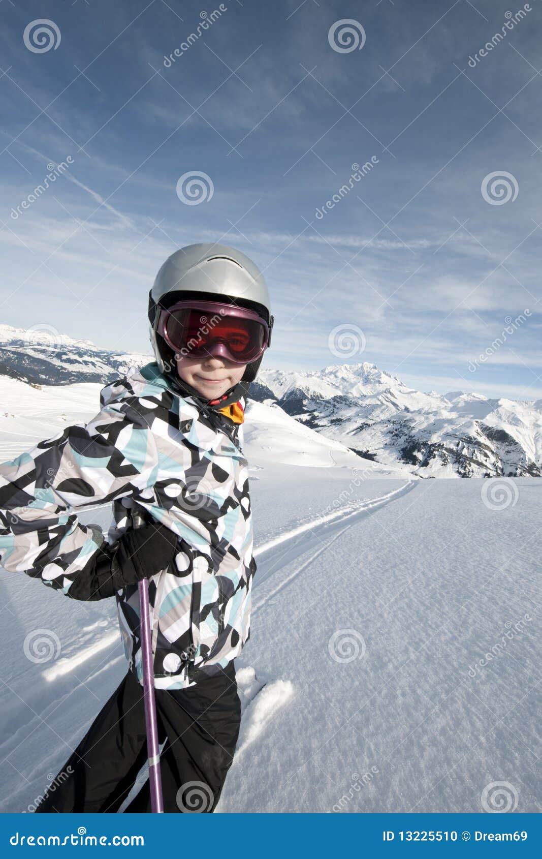 Child skiing, french Alps stock photo. Image of resort - 13225510