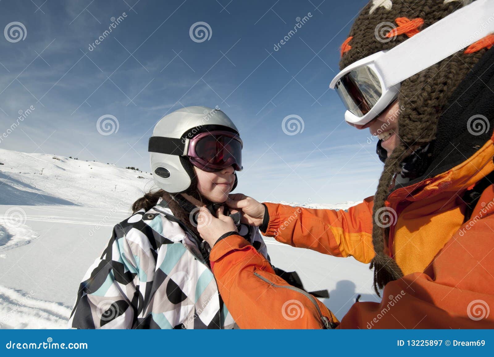 Child Skiing and Safety Helmet Stock Image Image of mask, mother