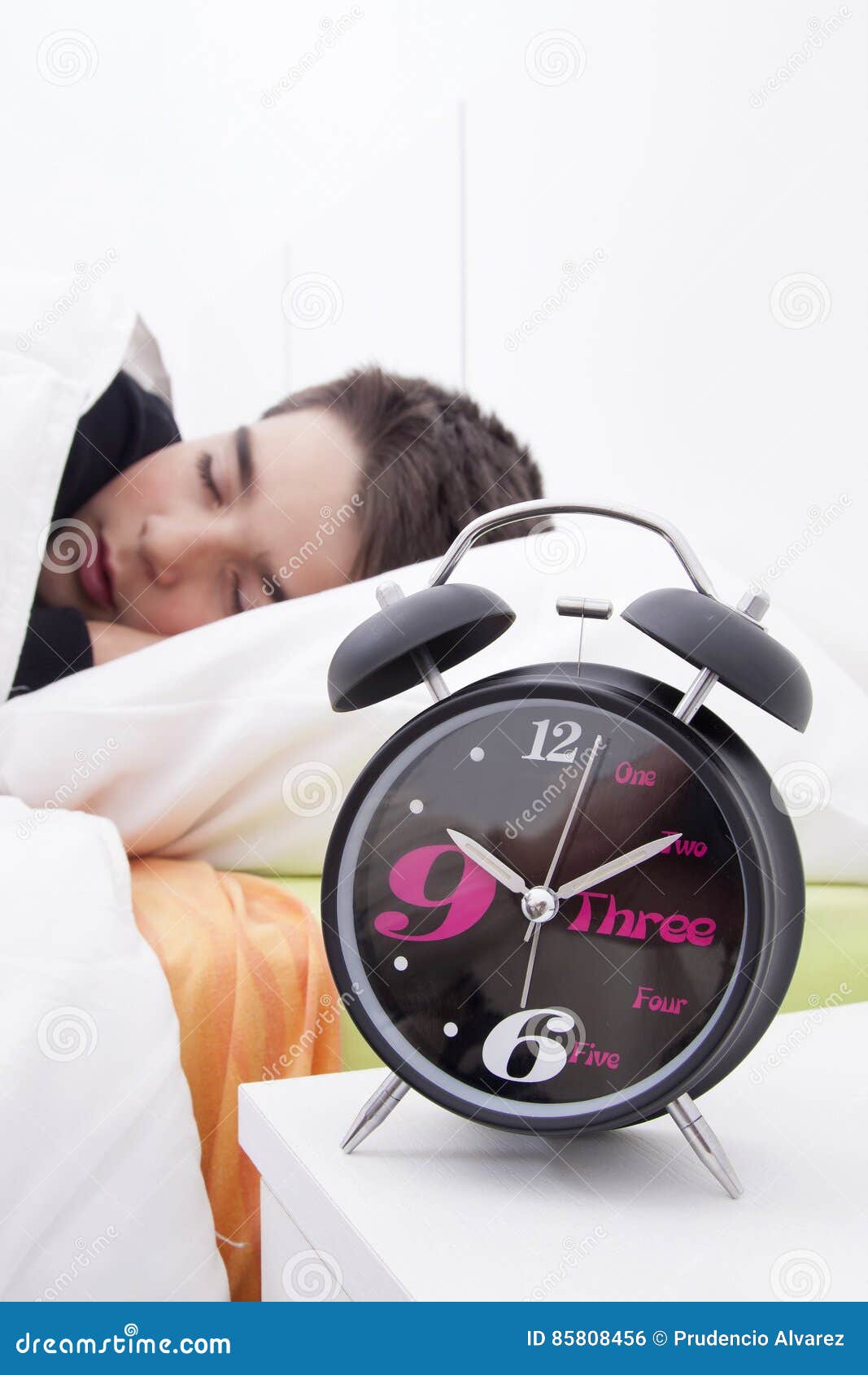 Child sleeping in bed stock photo. Image of kids, alarm 85808456