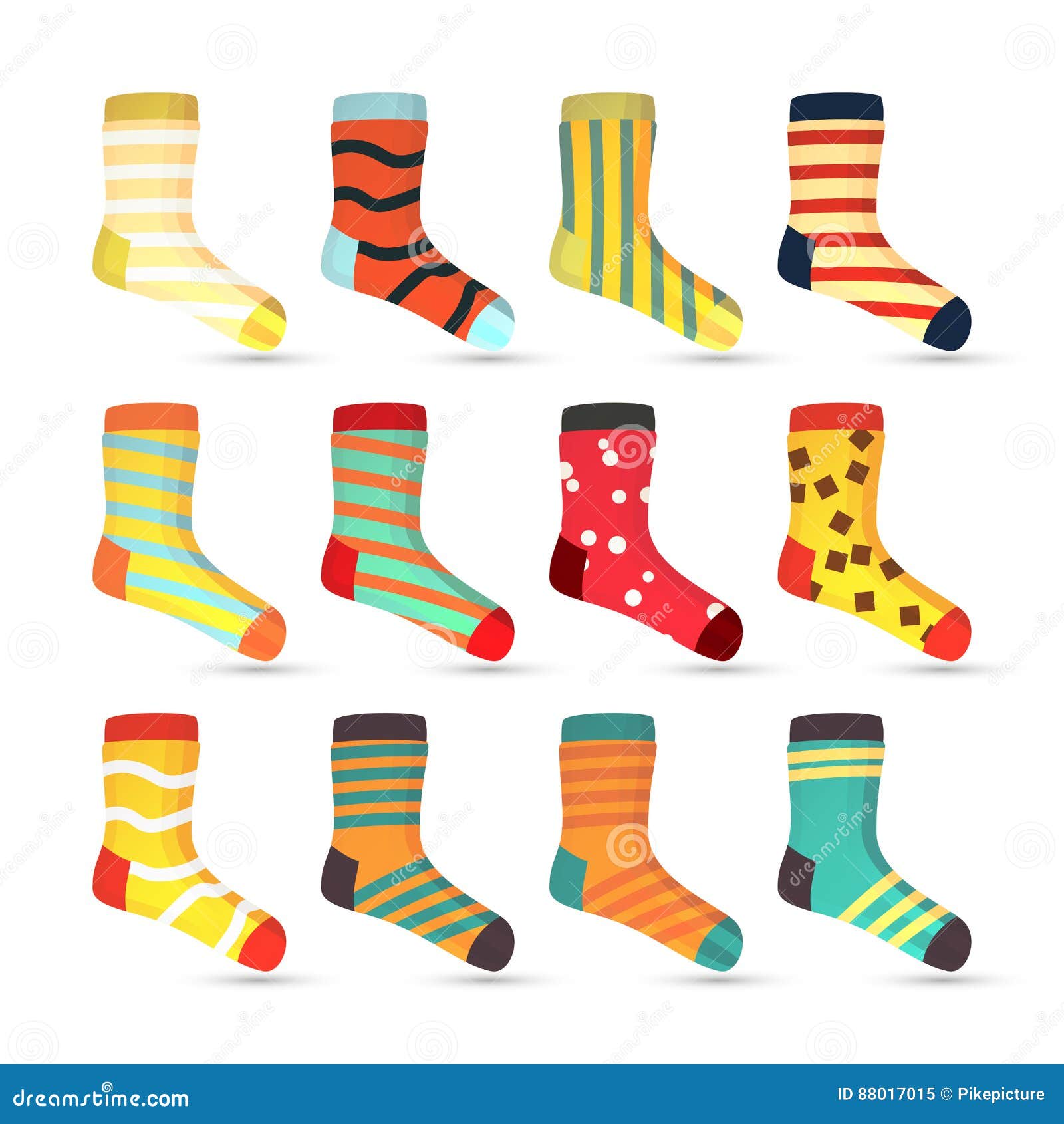 Child Socks Icons Vector. Big Set in Flat Style Illustration. Winter ...