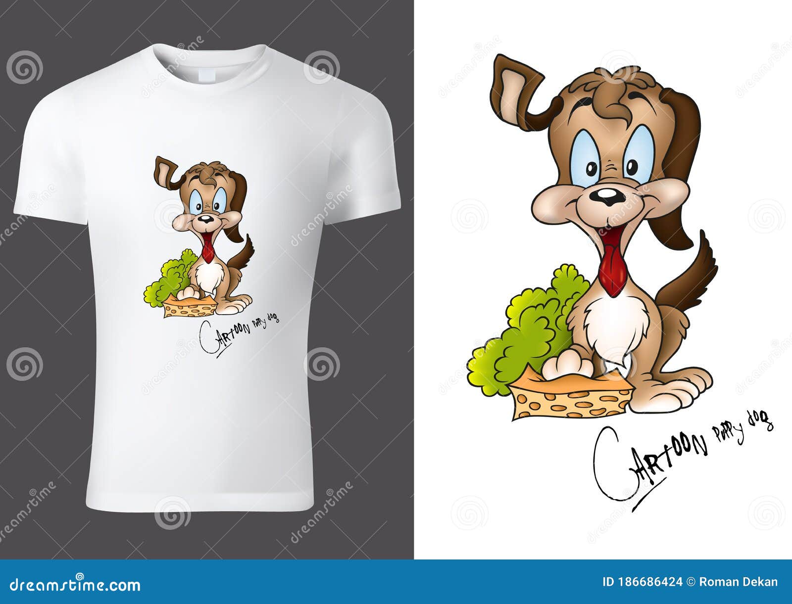 Child T-shirt Design with Cartoon Dog Character Stock Vector - Illustration  of vector, lettering: 186686424