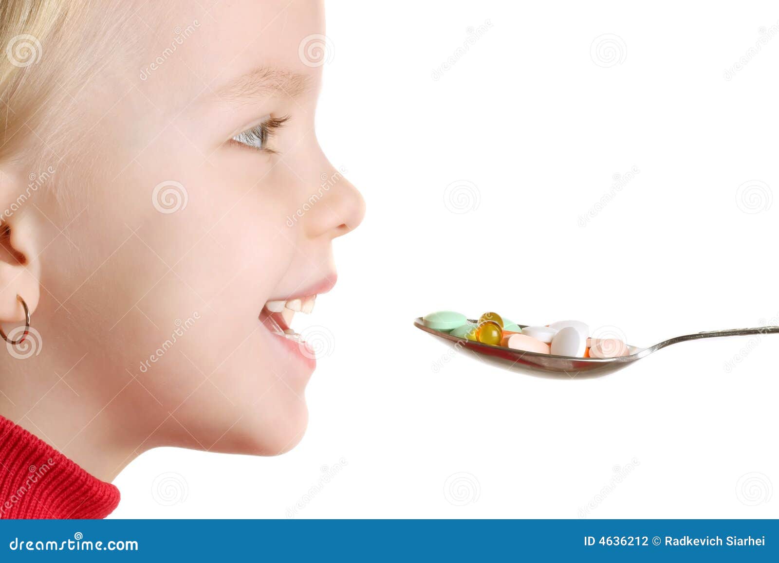 Child Takes Vitamins by Spoon Stock Photo Image of beautiful, health