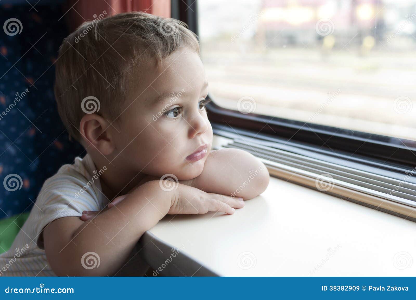 child travelling by train