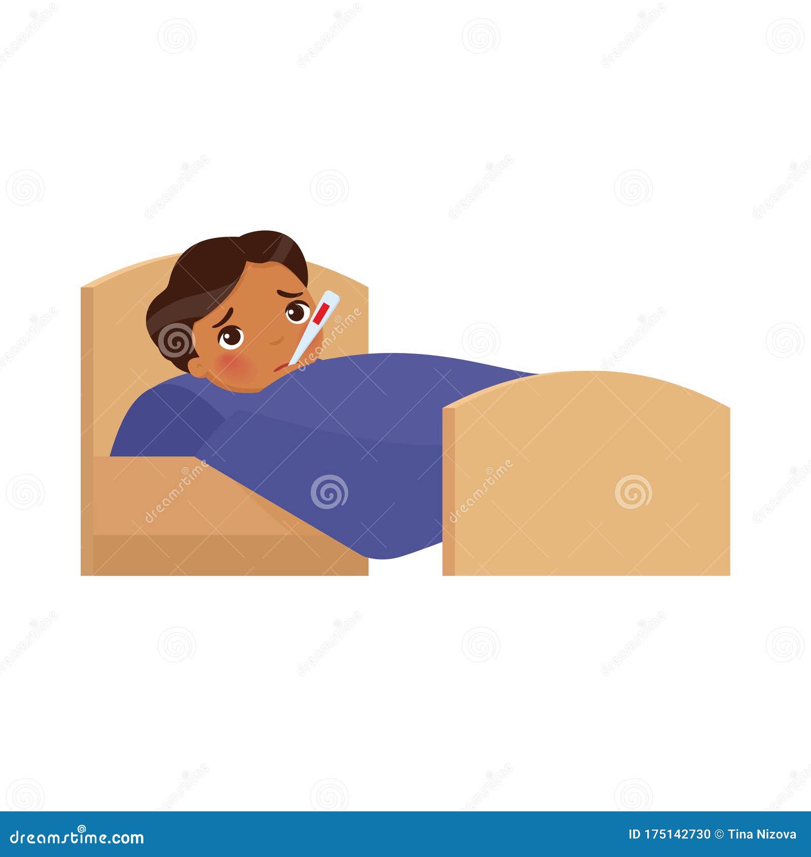 Child with Viral Disease Cartoon Character. Kid with Cold Stock  Illustration - Illustration of high, character: 175142730