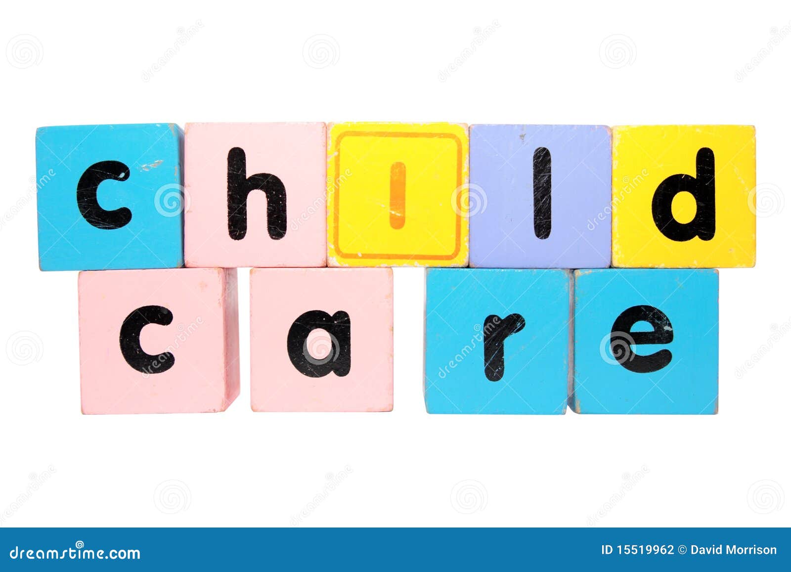 Childcare Block Letters with Clipping Path Stock Photo - Image of ...