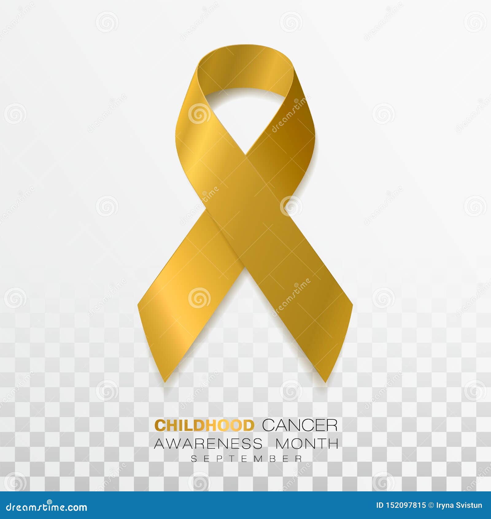 childhood cancer awareness month. gold color ribbon  on transparent background.   template for