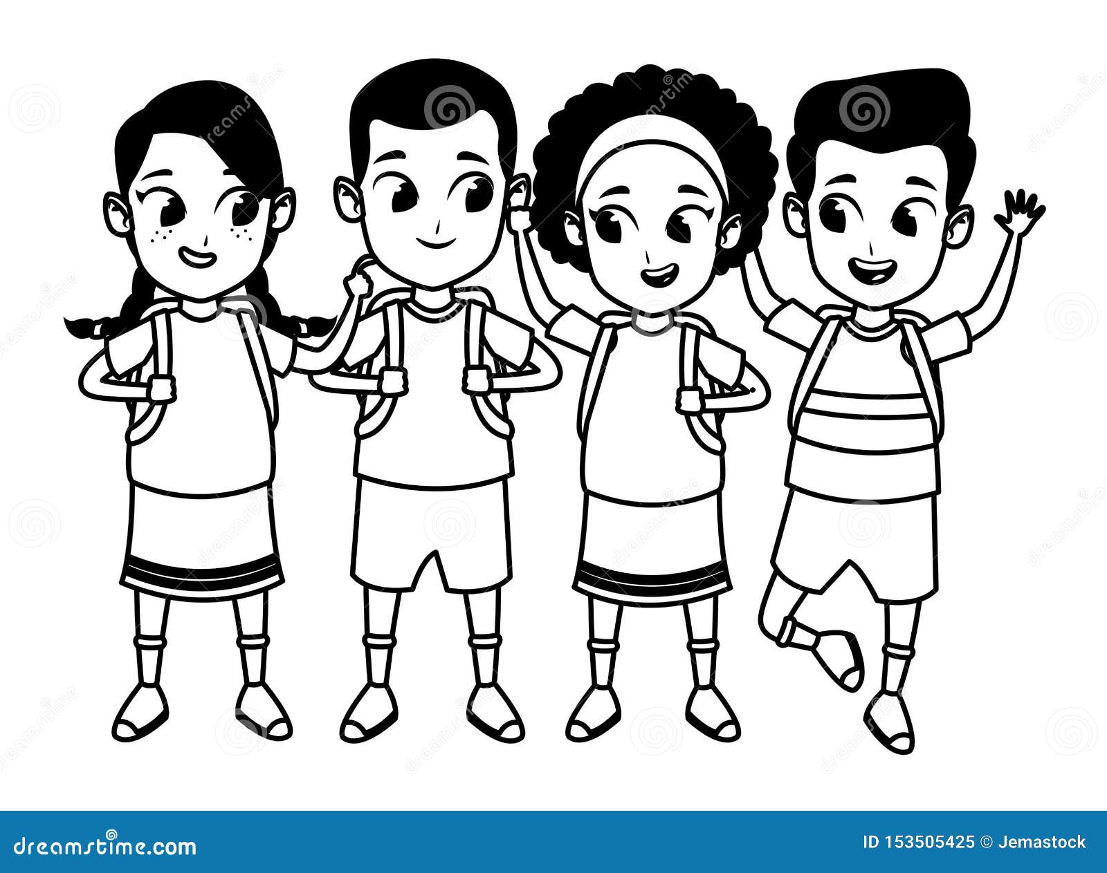 Childhood Cute School Students Cartoon in Black and White Stock Vector - Illustration of childhood, friends: 153505425 Childhood Cute School Students Cartoon in Black and White Stock Vector - Illustration of childhood, friends: 153505425