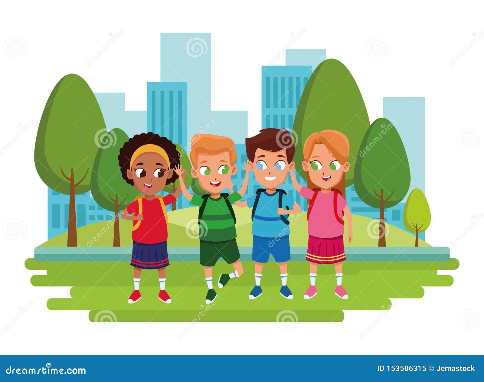 Childhood Cute School Students Cartoon Stock Vector - Illustration of girl, park: 153506315 Childhood Cute School Students Cartoon Stock Vector - Illustration of girl, park: 153506315