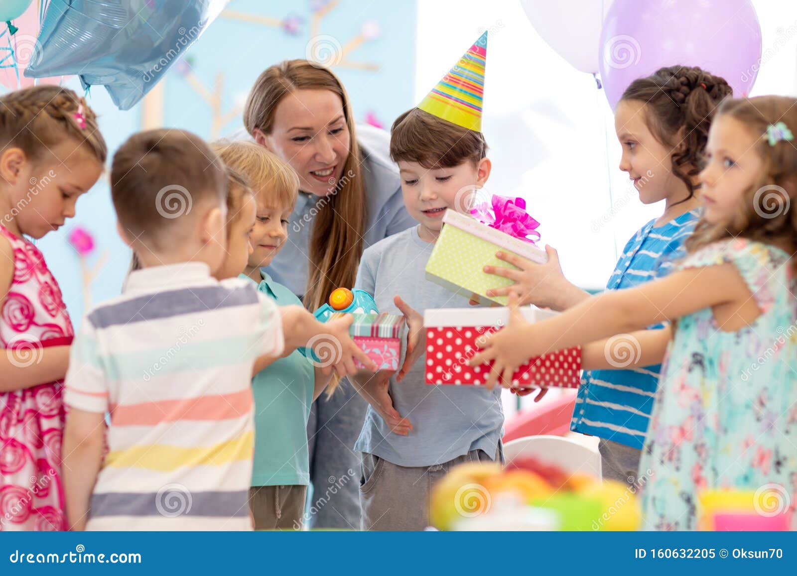 Holidays, Childhood and Celebration Concept - Happy Friends Giving