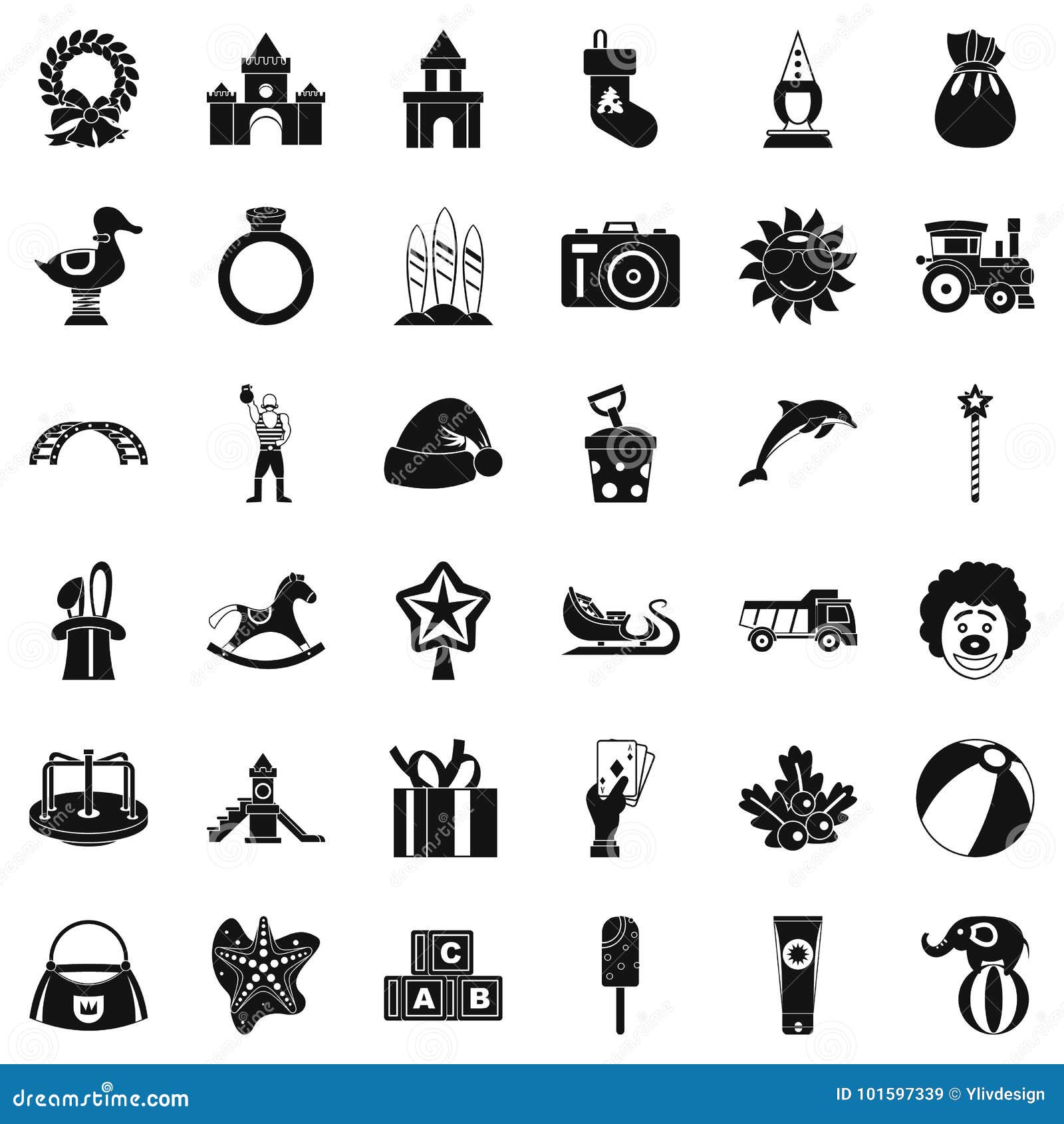 Childhood Icons Set, Simple Style Stock Vector - Illustration of basket ...