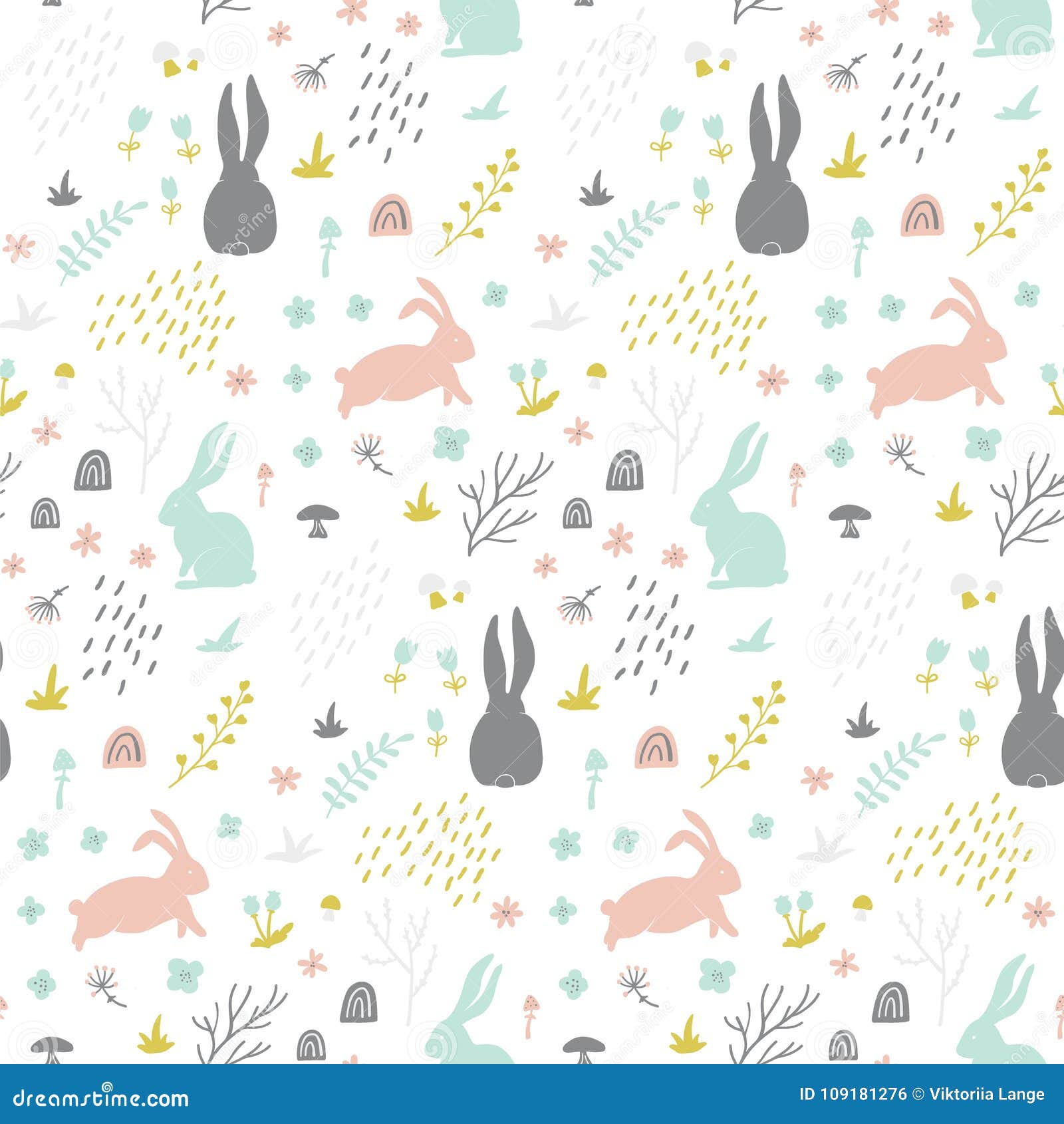 childish seamless pattern with bunny.