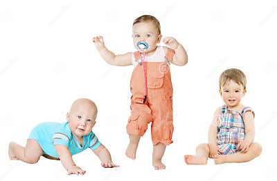 Children Active Growth Portrait, Little Kids, Baby Activity Stock Image ...