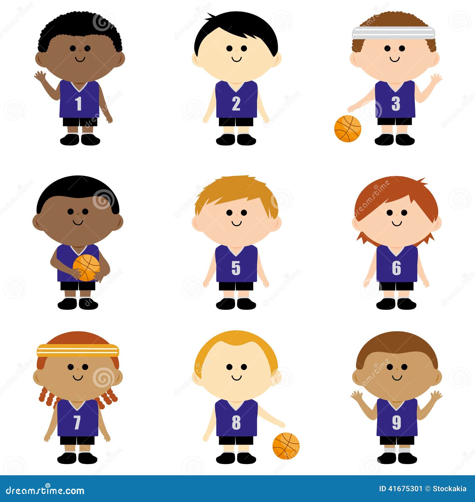 Children Basketball Players Team. Vector Illustration Stock Vector -  Illustration of sport, basketball: 41675301