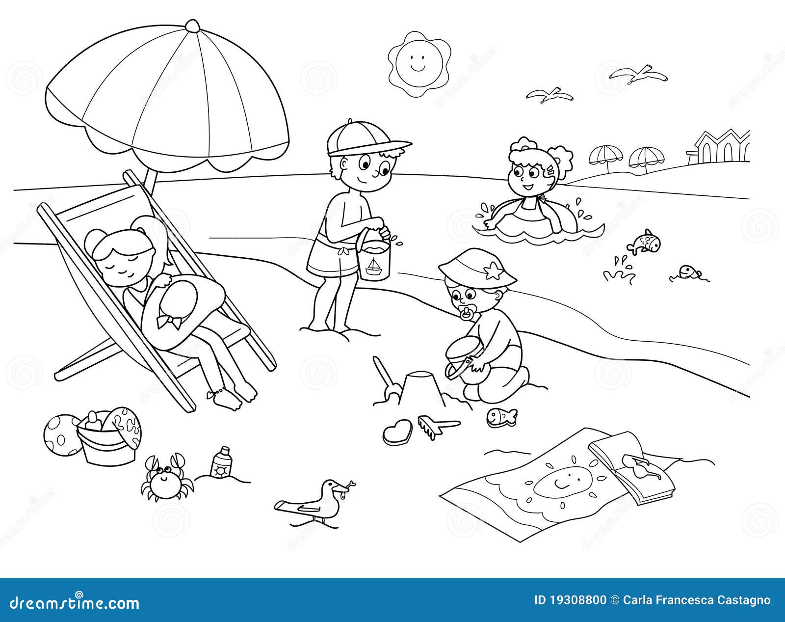 Download Children at the beach stock vector. Illustration of ocean ...