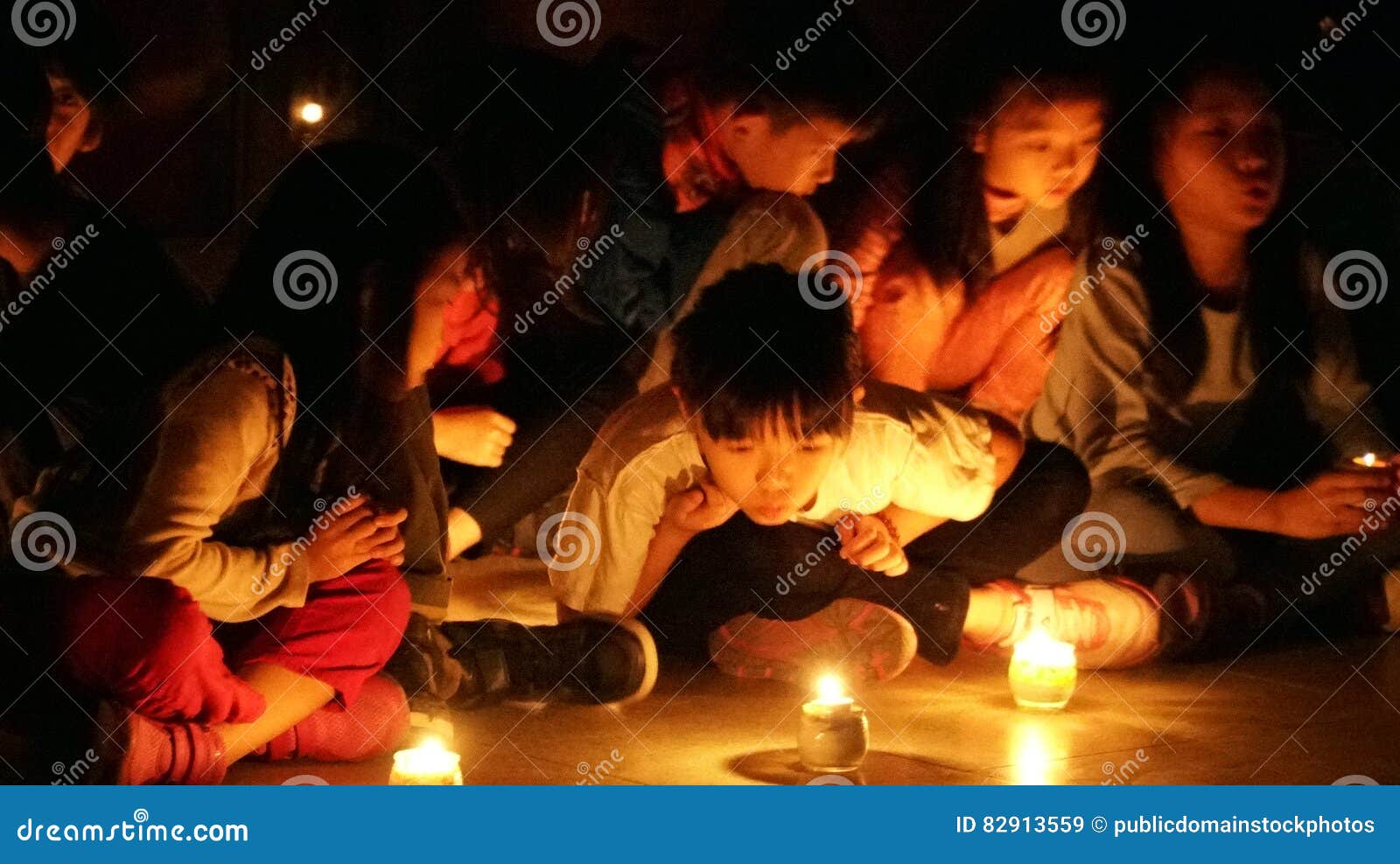 Children In Candlelight Picture. Image 82913559