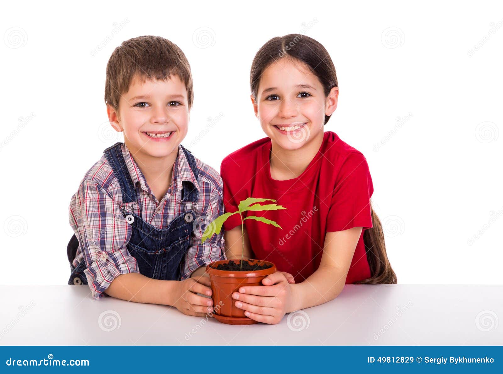 Children Caring for Potted Plant Stock Image Image of leaf